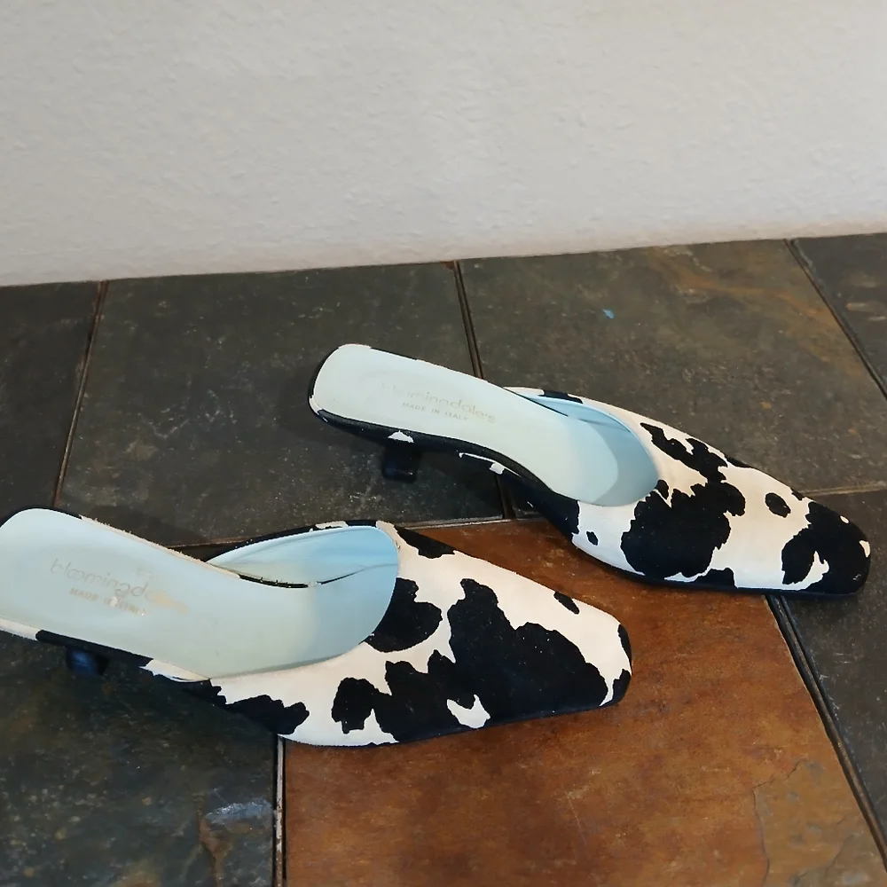 Bloomingdale Women's Mules 4.5 Cow Print Italy - Picture 2 of 13